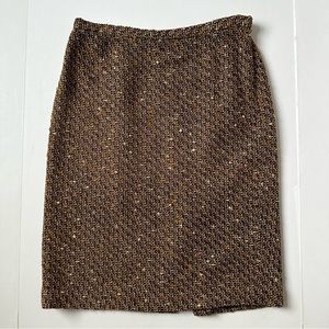Brown Tweed Wool Pencil Skirt LOFT Size 10